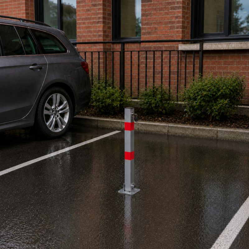 Blokada parkingowa KADAX słupkowa składana na kluczyk metalowa czerwono-biała 65cm 1 szt.