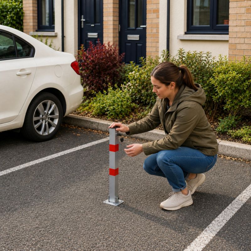 Blokada parkingowa KADAX słupkowa składana na kluczyk metalowa czerwono-biała 65cm 1 szt.