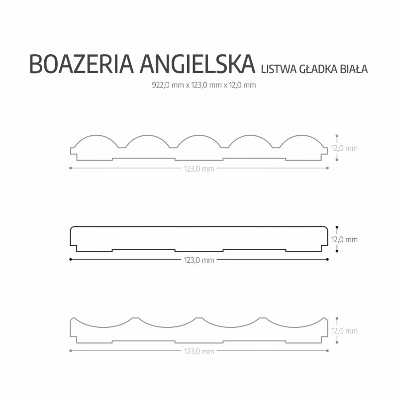 Boazeria angielska MDF Maxstone biała listwa gładka 1szt.