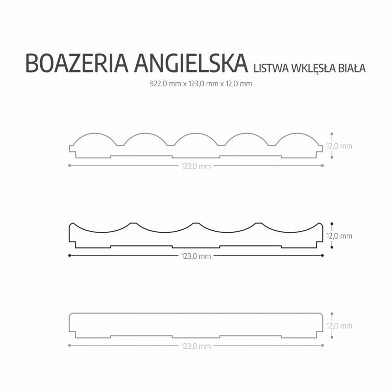Boazeria angielska MDF Maxstone biała listwa wklęsła 1szt.