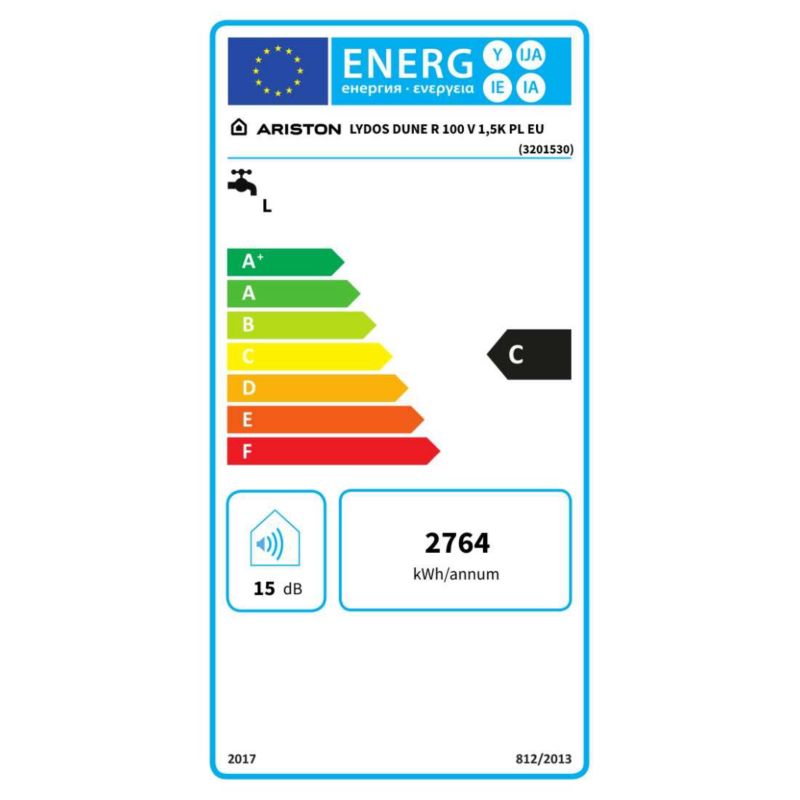 Bojler Elektryczny 100L Ariston Lydos Dune R 100 V 1,5K PL EU, Podgrzewacz Wody 1 szt.
