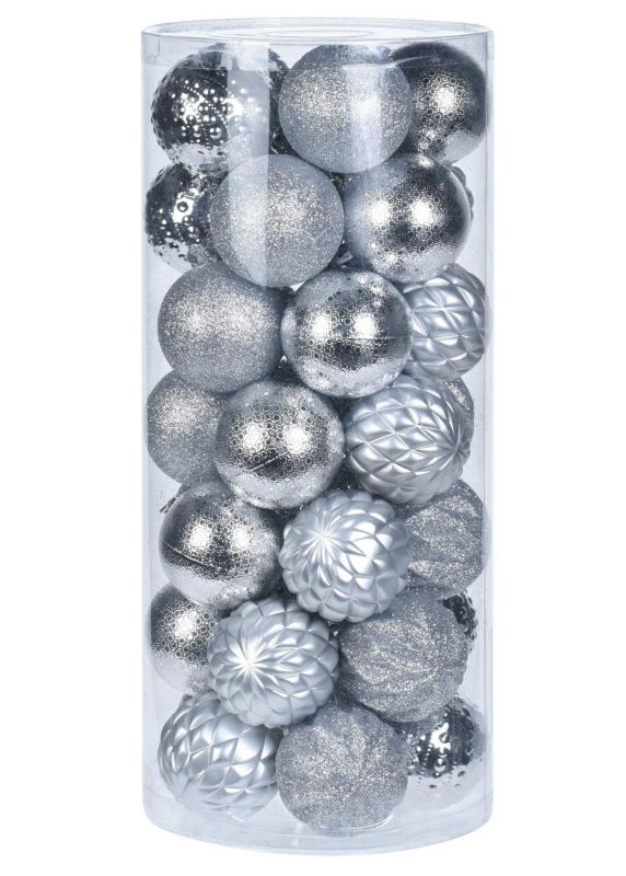 Bombki choinkowe Diamond H&S Decoration srebrne nietłukące 6 cm zestaw 35 szt.  1 kpl.