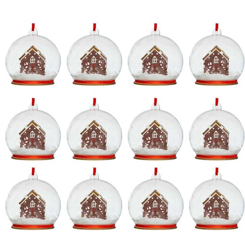 Bombki Choinkowe Domek Atmosphera Wielokolorowe Tworzywo 8cm 12 szt.