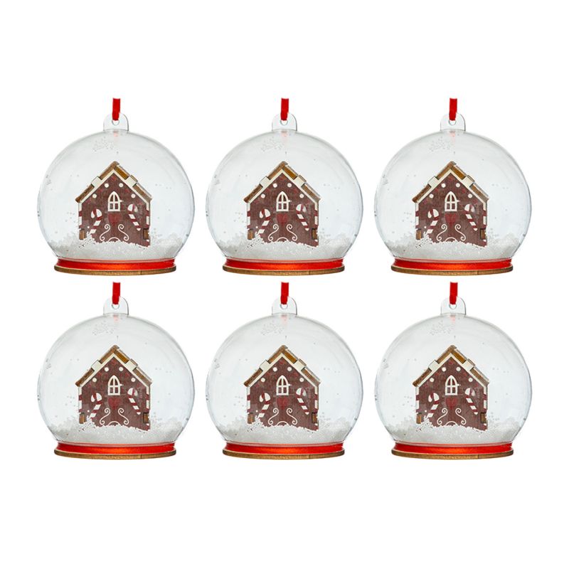 Bombki Choinkowe Domek Atmosphera Wielokolorowe Tworzywo 8cm 6 szt.