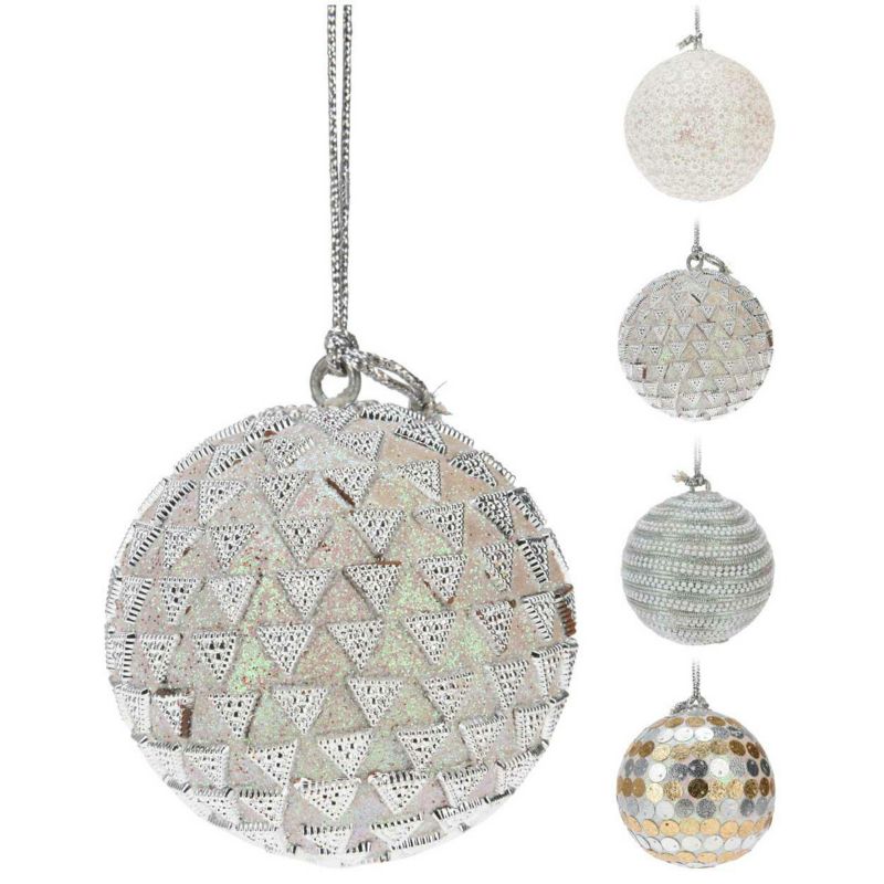 Bombki choinkowe H&S Decoration biało-złote glamour 7 cm 1 kpl.
