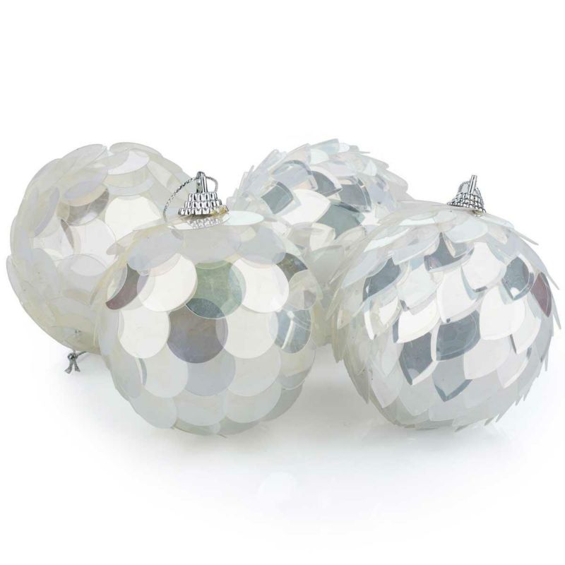 Bombki choinkowe H&S Decoration Rybia Łuska białe 8 cm 12 szt. 1 kpl.