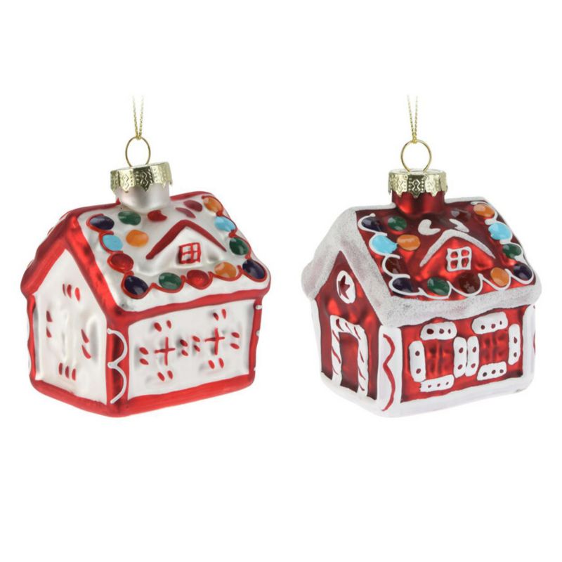 Bombki choinkowe Koopman szklane domek z piernika 9,5 x 6,5 cm zestaw 12 szt. 1 kpl.