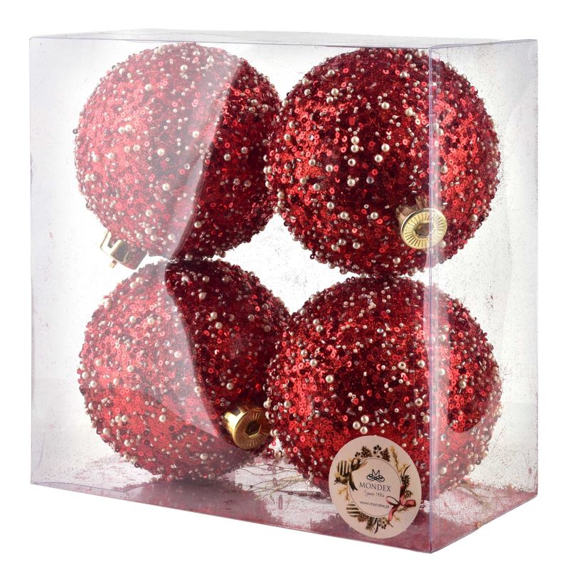 Bombki choinkowe Mondex Santa Lila 12cm czerwone 4szt