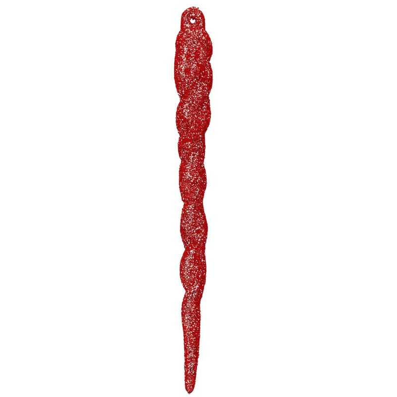 Bombki choinkowe sople Springos 10 szt. nietłukące dekoracje 12 cm brokatowe czerwone 1 kpl.