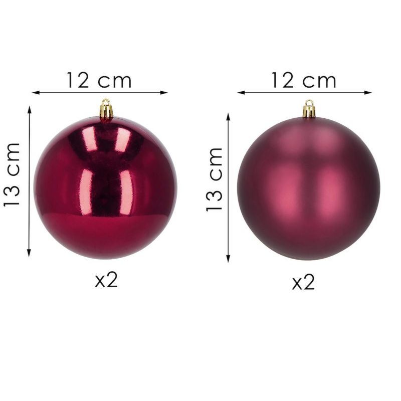 Bombki choinkowe Springos 12 cm bordowe 4 szt.