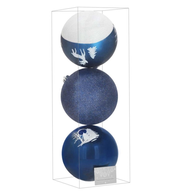 Bombki choinkowe Springos 15 cm nietłukące niebieskie 3 szt.