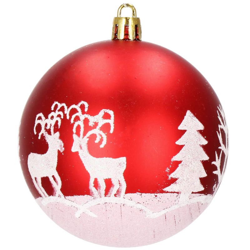 Bombki choinkowe Springos 16 szt. czerwony 8 cm zestaw choinkowy 1 kpl.