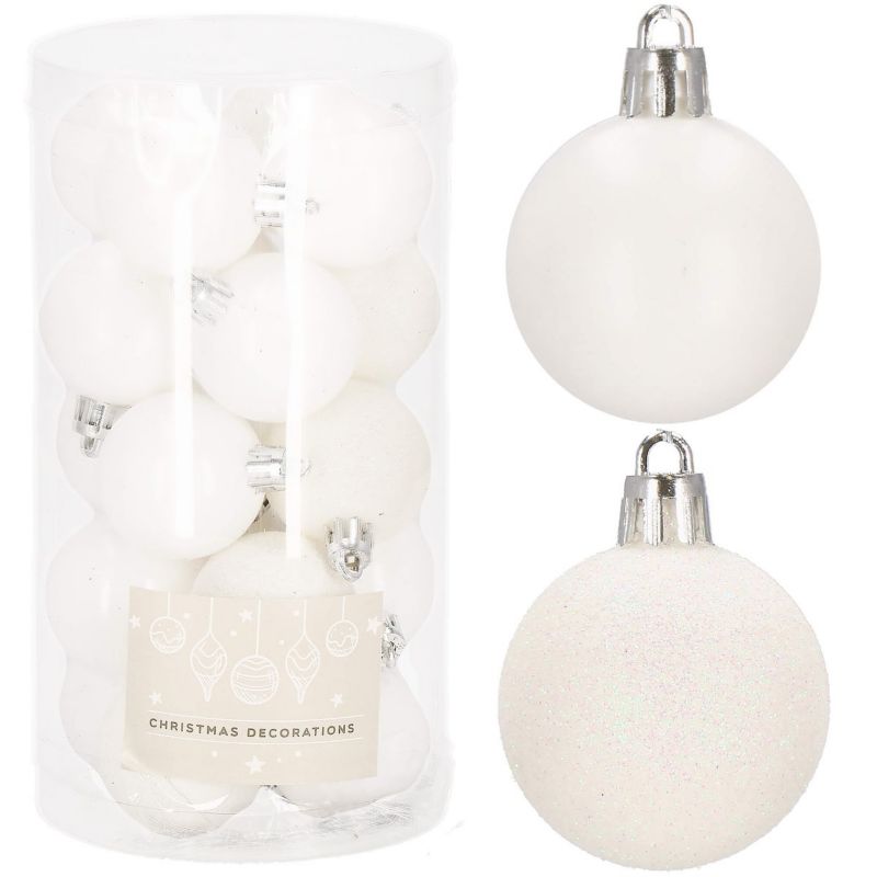 Bombki choinkowe Springos 4 cm perłowe, brokatowe 20 szt.