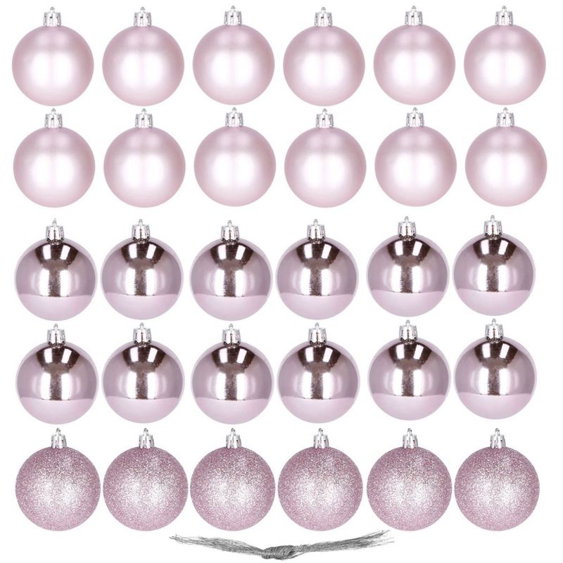 Bombki choinkowe Springos 4 cm różowe 30 szt.