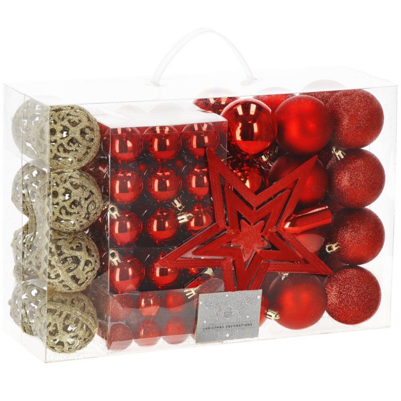 Bombki choinkowe Springos 6/4/3 cm czerwone 100 szt.