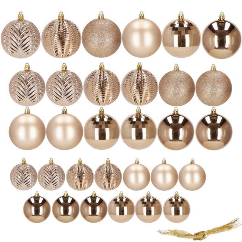 Bombki choinkowe Springos, zawieszki na choinkę ozdoby świąteczne rose gold 33 szt.
