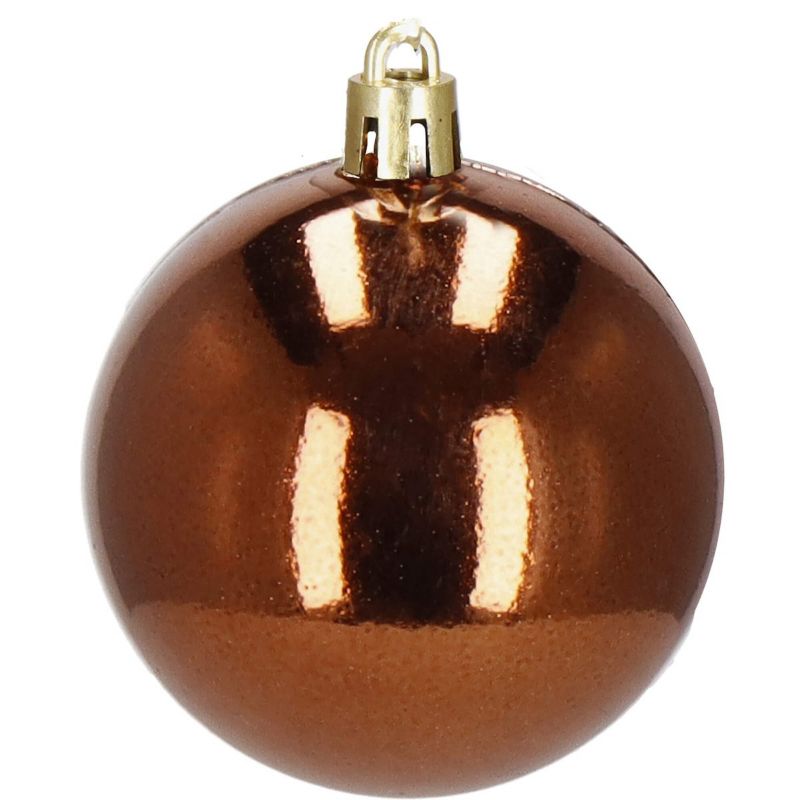 Bombki choinkowe Springos, zawieszki na choinkę z gwiazdą brązowe, rose gold, ozdoby świąteczne 101 szt.