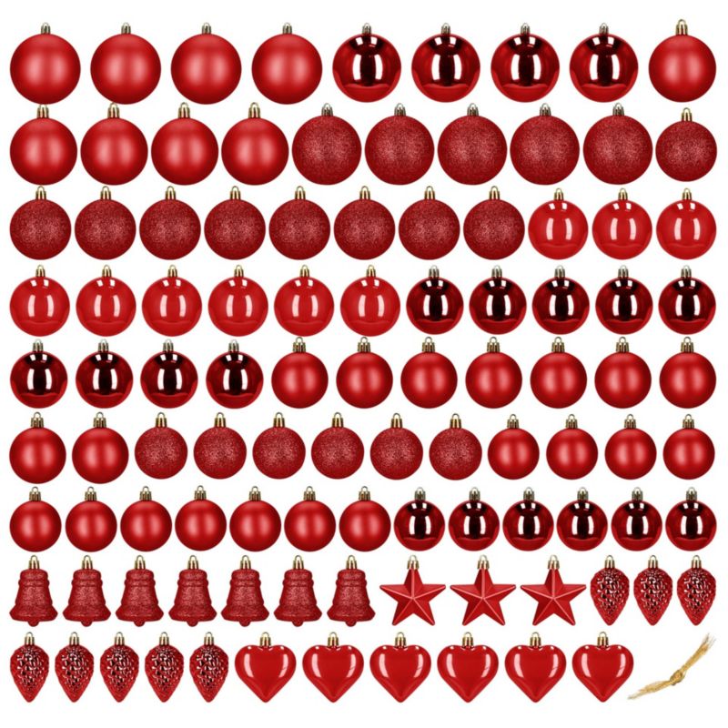 Bombki choinkowe Springos zestaw 100 szt. dekoracji do stroika nietłukące, czerwone 1 kpl.