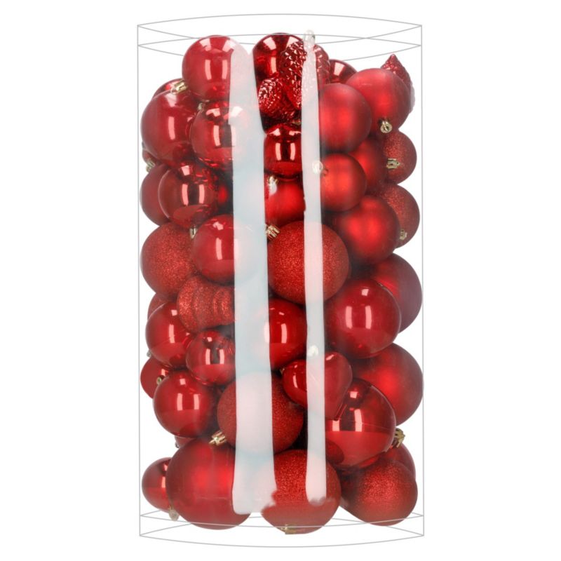 Bombki choinkowe Springos zestaw 100 szt. dekoracji do stroika nietłukące, czerwone 1 kpl.