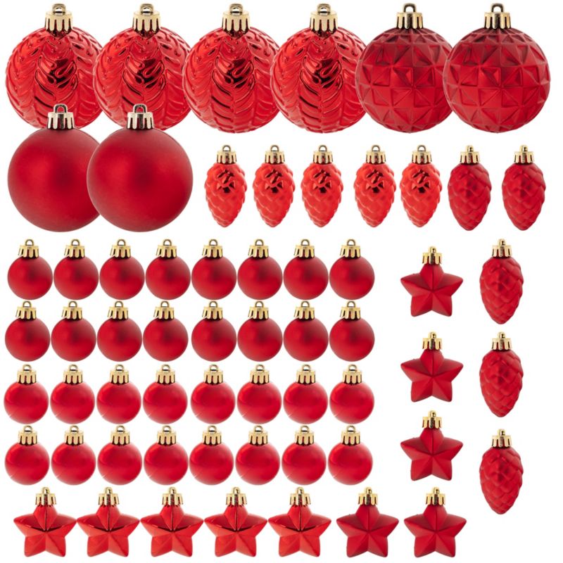 Bombki KADAX komplet czerwony mix 60 szt.