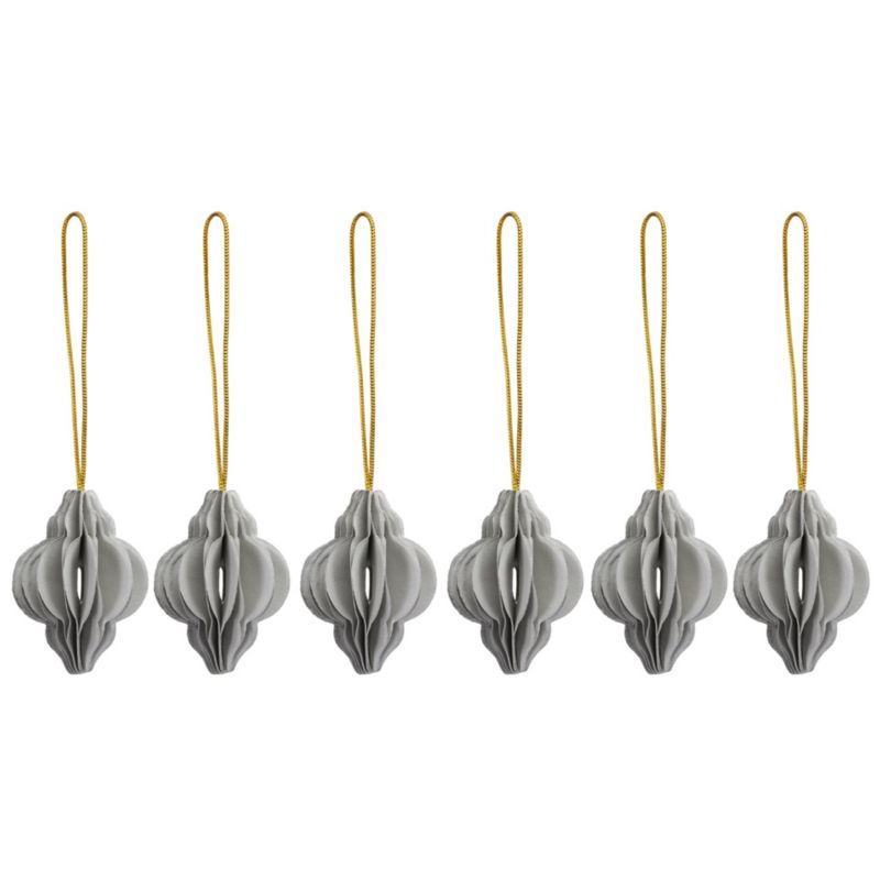 Bombki papierowe Springos 4 cm zawieszki szare 6 szt.