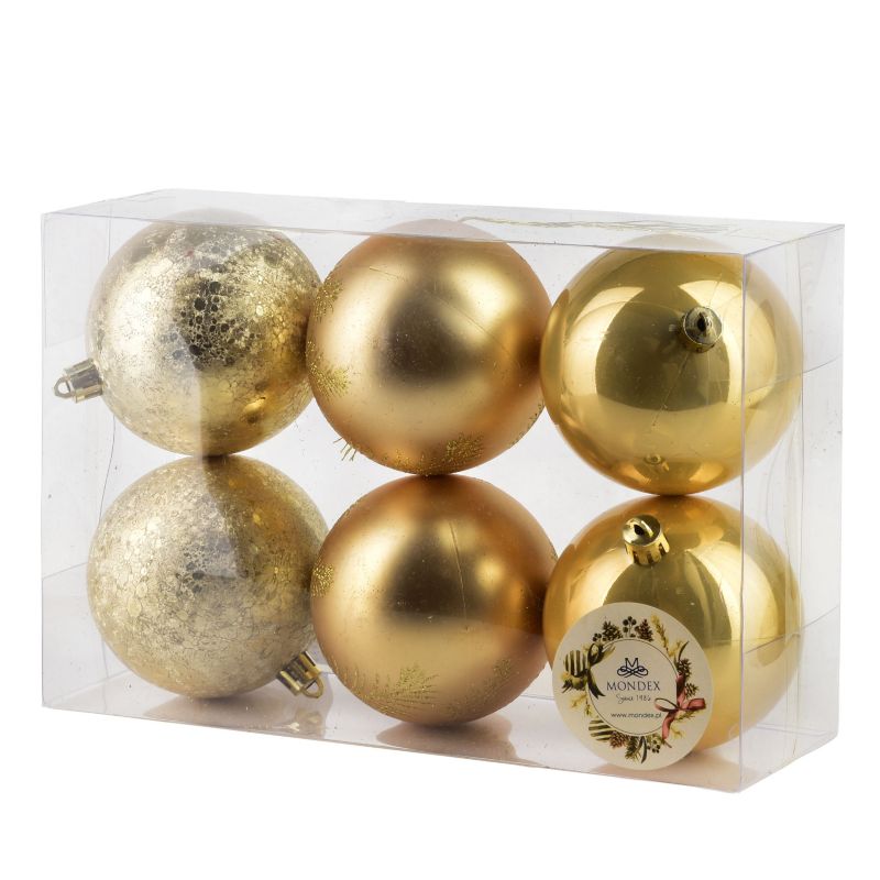 Bombki plastikowe Mondex SANTA LILA 8cm czerwone 6 szt.