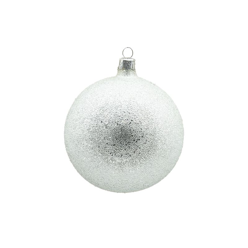 Bombki szklane dekorowane 100 mm srebrne 4 sztuki