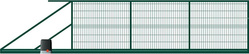 Brama przesuwna panelowa z automatem 500 x 150 cm lewa zielona