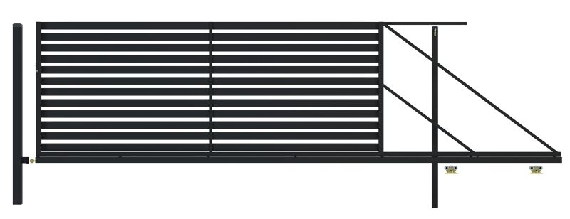 Brama przesuwna Polbram Steel Group Lara 2 prawa 400 x 154 cm czarna