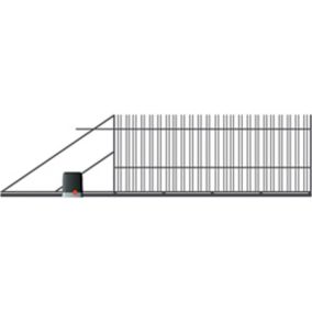 Brama przesuwna z automatem Polbram Steel Group Elba 400 x 150 cm stal ocynk RAL 7016 struktura lewa