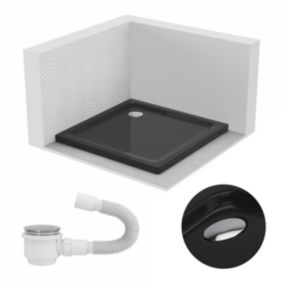 Brodzik akrylowy SLIM SEVANTE kwadratowy 80x80 czarny z syfonem 1 szt.
