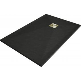 Brodzik kompozytowy prostokątny Mexen Stone+ 120 x 100 cm czarny maskownica złota 1 szt.