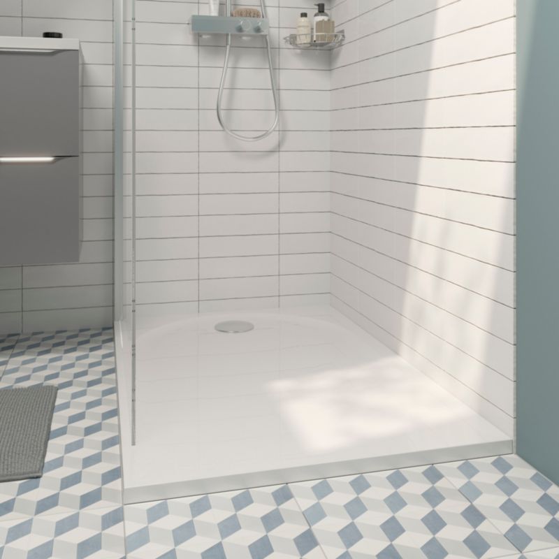 Brodzik konglomeratowy GoodHome Cavally prostokątny 80 x 120 x 3 cm biały