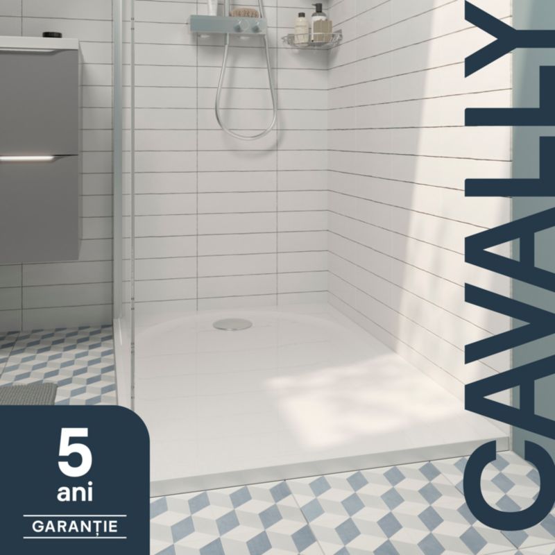 Brodzik konglomeratowy GoodHome Cavally prostokątny 80 x 120 x 3 cm biały