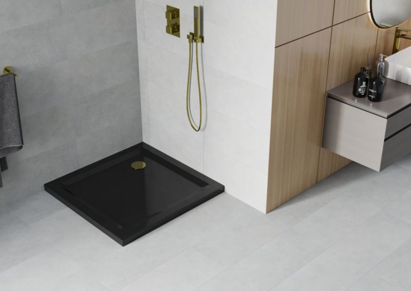 Brodzik kwadratowy Mexen Flat czarny 90 x 90 cm 1 szt.