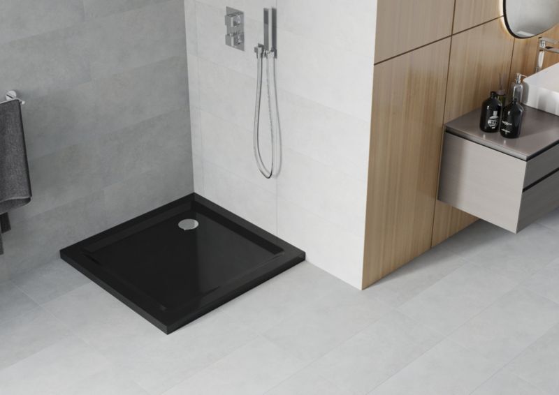 Brodzik kwadratowy Mexen Flat czarny 90 x 90 cm  40709090 1 szt.