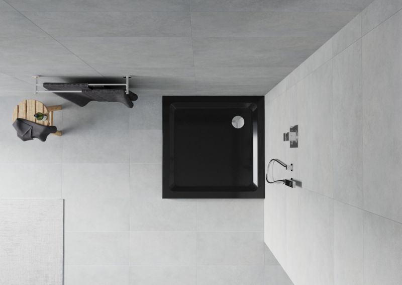 Brodzik kwadratowy Mexen Flat czarny 90 x 90 cm  40709090 1 szt.