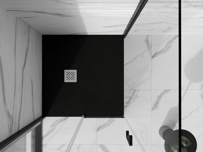 Brodzik kwadratowy Mexen Stone+ czarny 100x100 cm 1 szt.