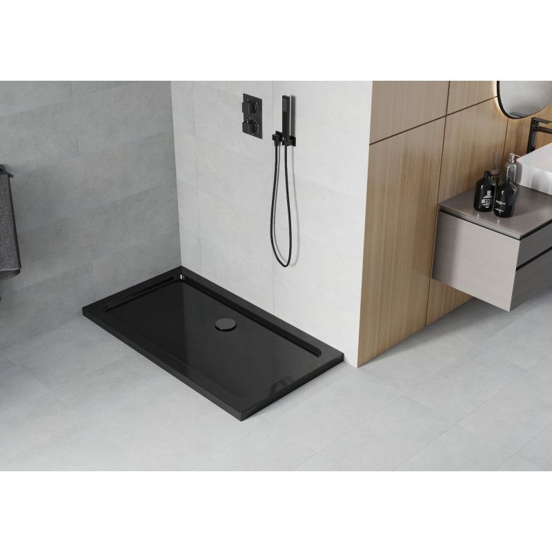Brodzik prostokątny Mexen Flat czarny 130x70 cm 1 szt.