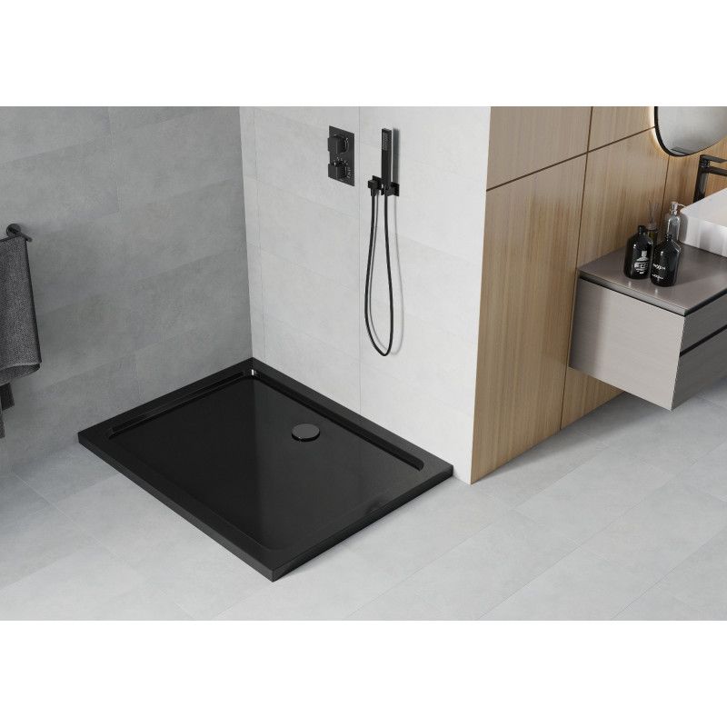 Brodzik prostokątny Mexen Flat czarny 140 x 80 cm 1 szt.
