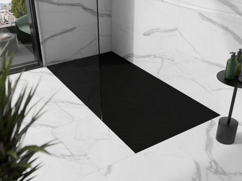 Brodzik prostokątny Mexen Stone+ czarny 160x100 cm 1 szt.