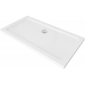 Brodzik prostokątny slim Mexen Flat 130 x 70 cm biały syfon chrom 1 szt.