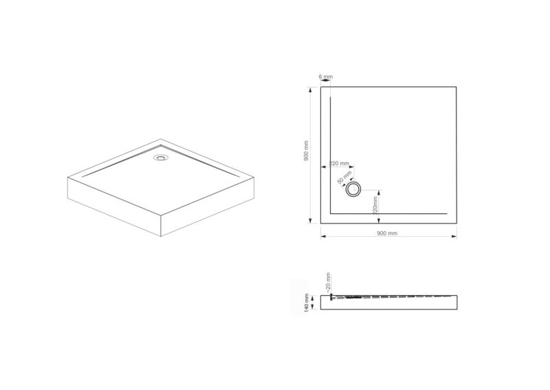 Brodzik prysznicowy CARO Durasan 90x90 biały kwadratowy akrylowy 1 szt.