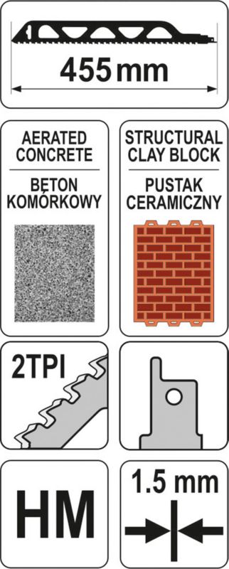 Brzeszczot do cegieł i pustaków 455 mm