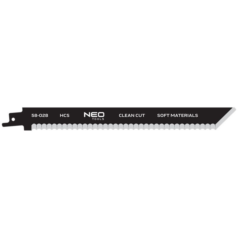 Brzeszczot do piły szablastej NEO TOOLS do czystego cięcia izolacji, gumy, kartonu 228 mm, HCS 1 szt
