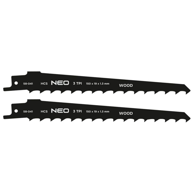 Brzeszczot do piły szablastej NEO TOOLS, HCS, 150 x 19 x 1.3 mm, 3TPI, 2 szt. 1 kpl