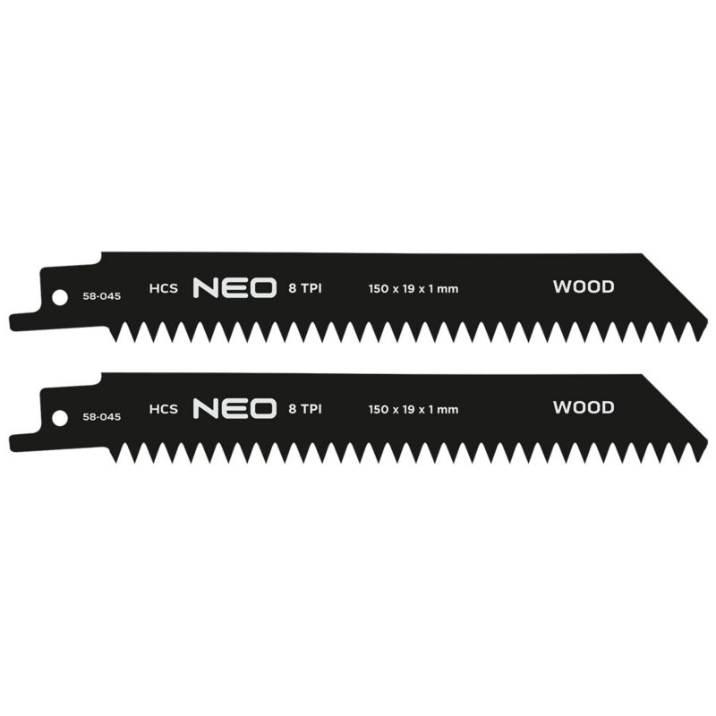 Brzeszczot do piły szablastej NEO TOOLS, HCS, 152 x 19 x 1 mm, 8TPI, 2 szt. 1 kpl
