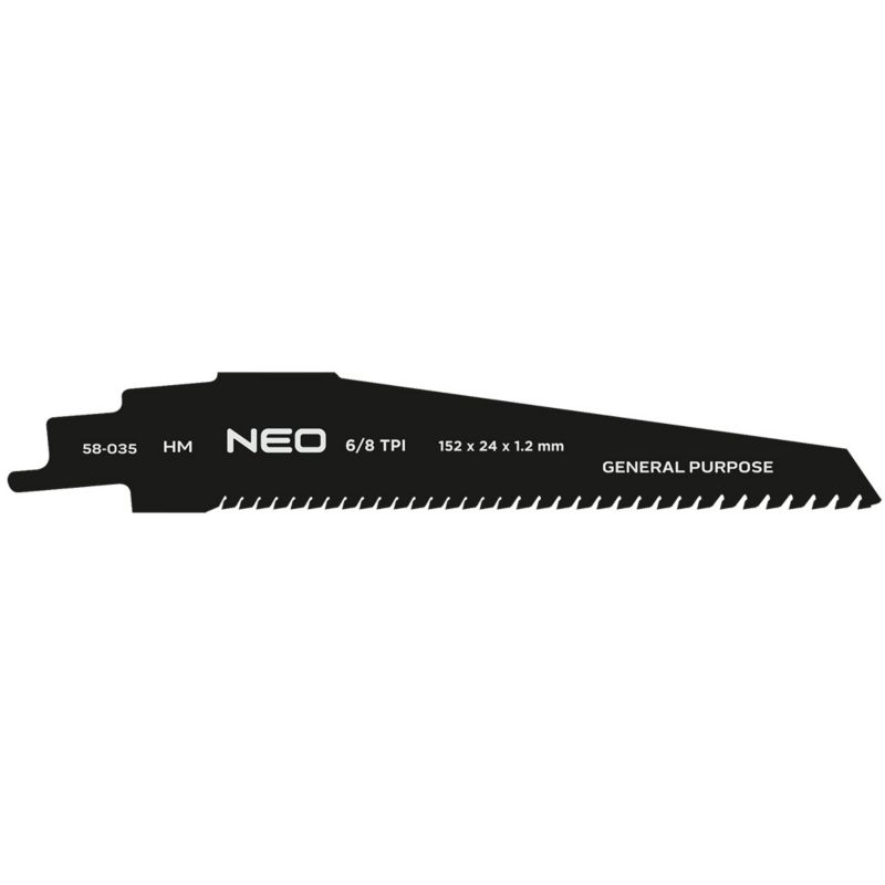 Brzeszczot do piły szablastej NEO TOOLS, HM, 152 x 24 x 1.2 mm, 6/8 TPI 1 szt