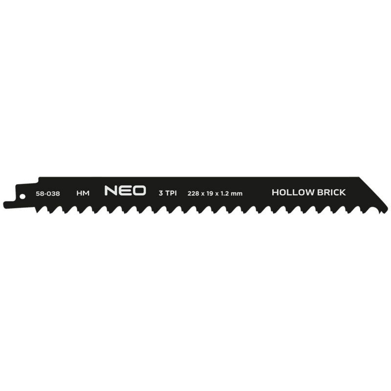 Brzeszczot do piły szablastej NEO TOOLS, HM, 228 x 19 x 1.2 mm, 3TPI 1 szt