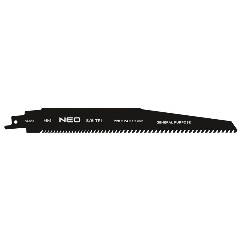 Brzeszczot do piły szablastej NEO TOOLS, HM, 228 x 24 x 1.2 mm, 6/8 TPI 1 szt